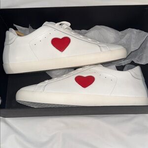Banana Republic Essential Leather Sneakers with Red Heart Size 9